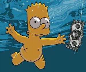 yapboz Bart Simpson bir kanca bir bilet almak için sualtı
